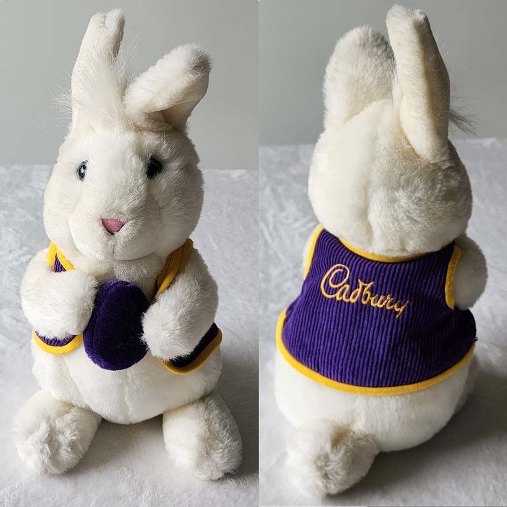 Cadbury Chocolate Rabbit Bunny Plush Stuffie Purple Vest Logo Egg Toy 15" Easter